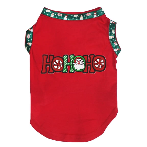 Petitebella Santa Claus Hohoho Puppy Dog Shirt (Red/Snowman, Large)