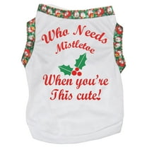 Petitebella Who Needs Mistletoe Puppy Dog Shirt (White/Santas, X-Large)