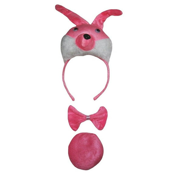 Petitebelle 3D Hot Pink Bunny Headband Bowtie Tail Unisex Children 3pc Costume (Pink, One Size)