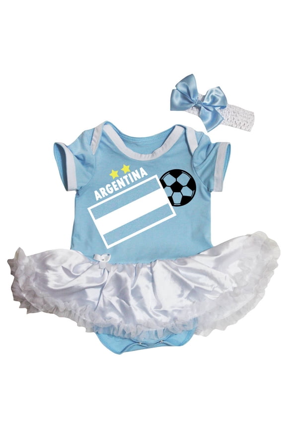Petitebelle Argentina Flag Soccer Baby Dress Nb-18m (Blue/White, 12-18 Months)