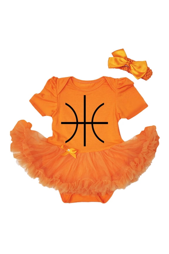 Petitebelle Basketball Print Baby Dress Nb-18m (Orange/Orange, 12-18 Months)