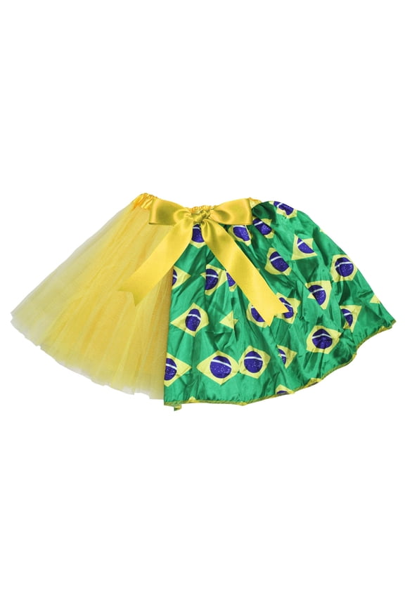 Petitebelle Brazil Theme Lady Tulle Tutu (Yellow/Flag, One Size)
