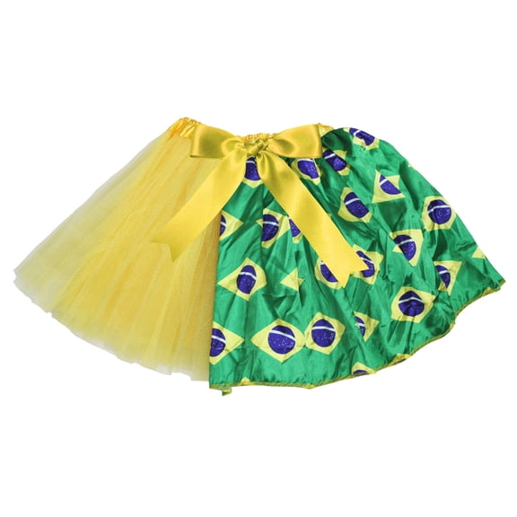 Petitebelle Brazil Theme Lady Tulle Tutu (Yellow/Flag, One Size)
