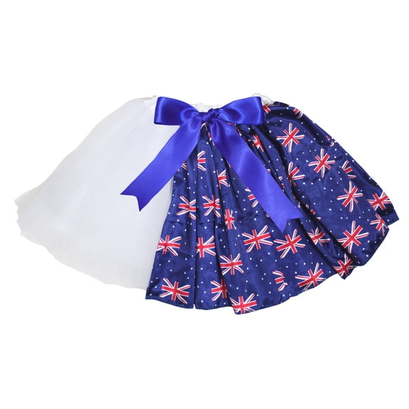Petitebelle Britain Theme Lady Tulle Tutu (White/Flags, One Size)