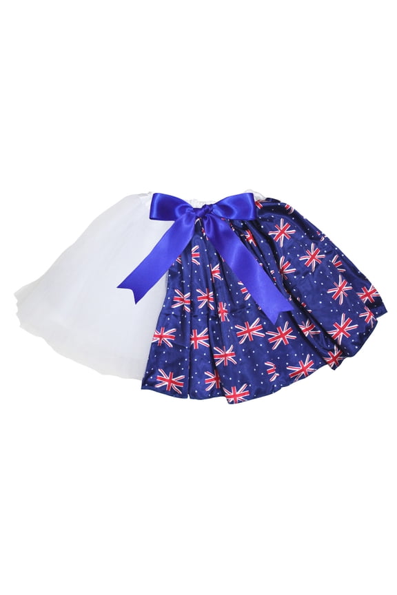 Petitebelle Britain Theme Lady Tulle Tutu (White/Flags, One Size)