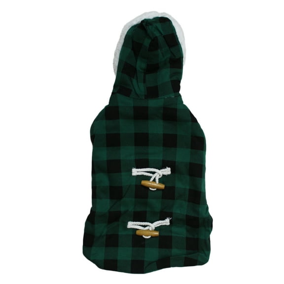 Petitebelle British Plaid Puppy Dog Fleece Hoodie (Green, X-Small)