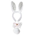thumbnail image 1 of Petitebelle Bunny Ear Headband Bowtie Tail 3pc Costume (White/White Sequins, One Size), 1 of 1