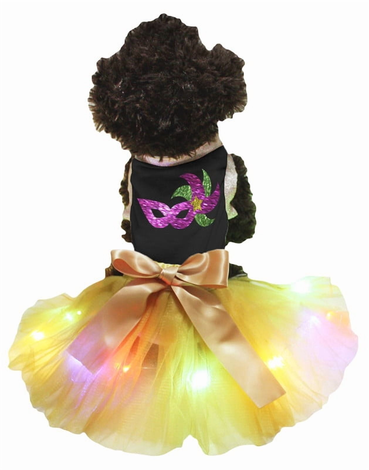 Petitebelle Carnival Eye Mask Puppy Dog Dress (Black/Gold LED, Small)