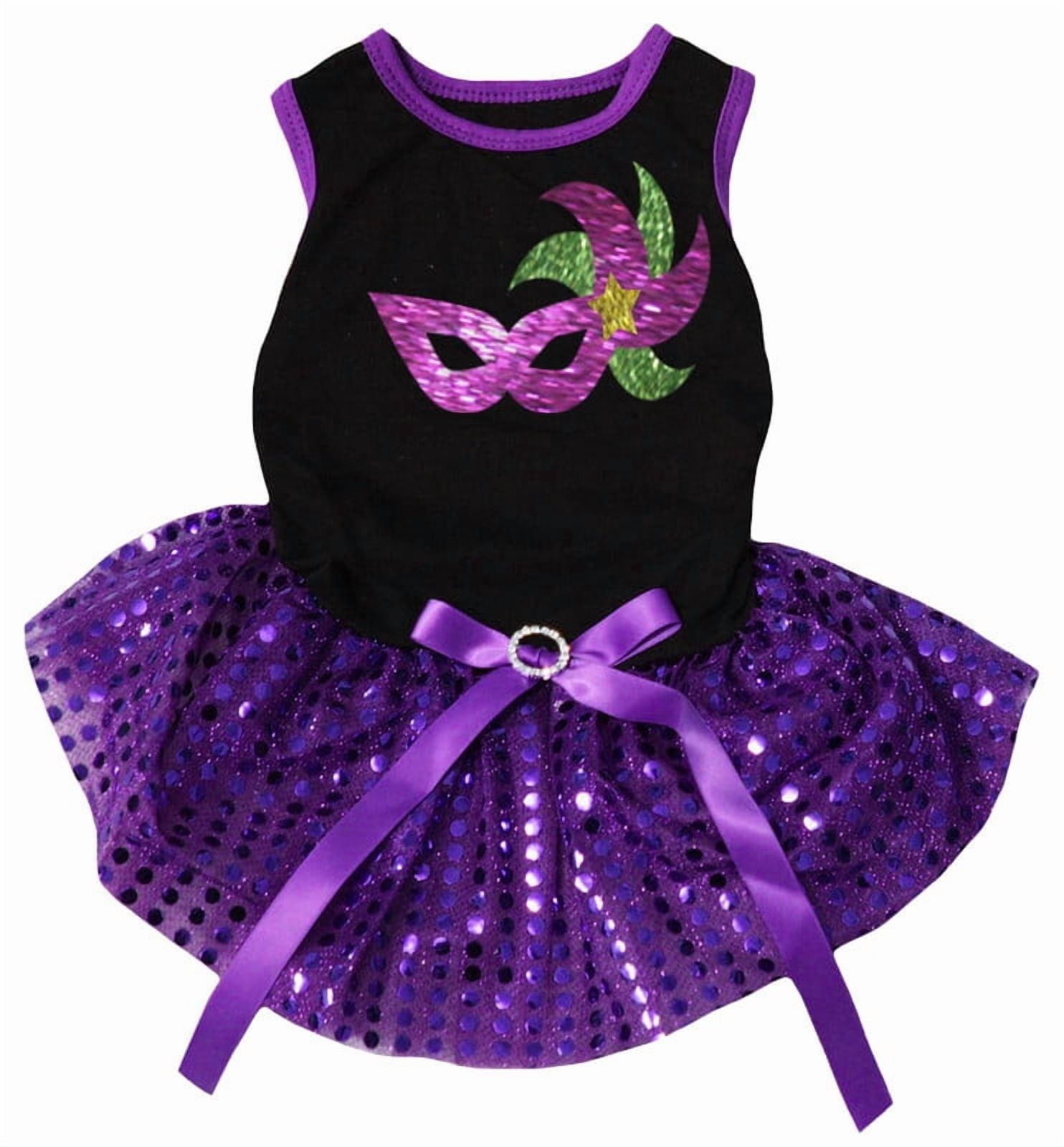 Petitebelle Carnival Eye Mask Puppy Dog Dress (Black/Purple Sequins, XXX-Large)