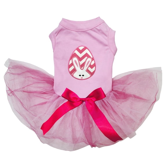 Petitebelle Chevron Bunny Easter Egg Puppy Dog Dress (Pink/Pinks, Small)