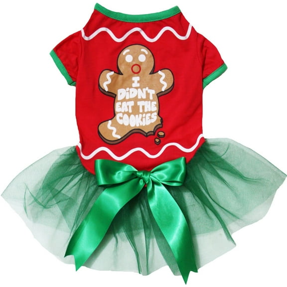 Petitebelle Christmas Theme Puppy Dog Dress (Gingerbread Man, Small)