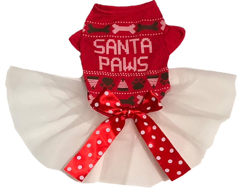 Petitebelle Christmas Theme Puppy Dog Dress (Red Santa, Large)
