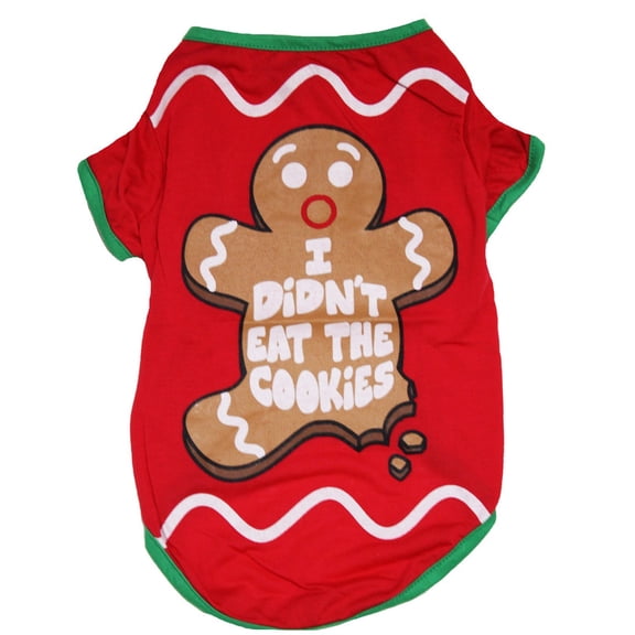Petitebelle Christmas Theme Puppy Dog Shirt (Red Gingerbread Man, Medium)