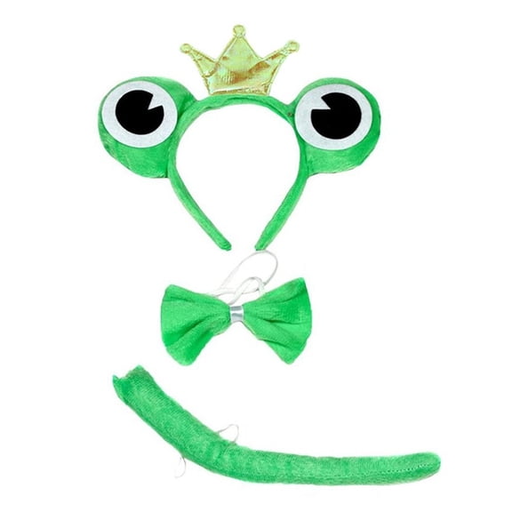 Petitebelle Crown Frog Headband Bowtie Tail 3pc Costume (Green, One Size)