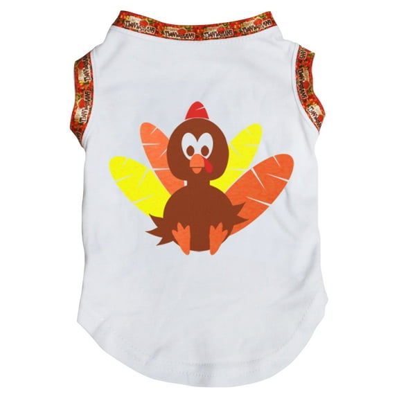 Petitebelle Cute Little Turkey Puppy Dog Shirt (White/Thanksgiving, Small)