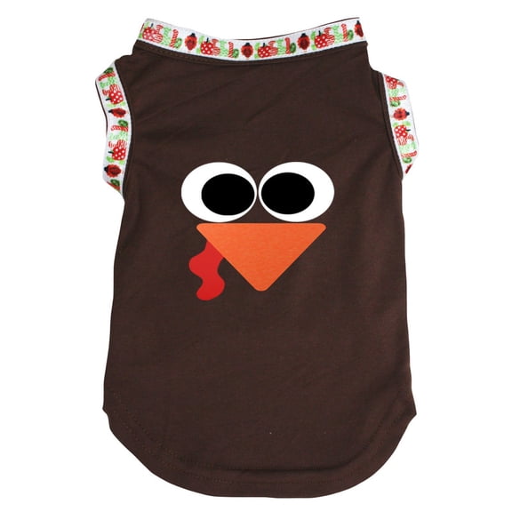 Petitebelle Cute Turkey Face Puppy Dog Shirt (Brown/Gobble-2, XX-Large)