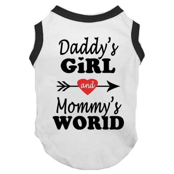 Petitebelle Daddy's Girl Mommy's World Puppy Dog Shirt (White/Black, X-Large)
