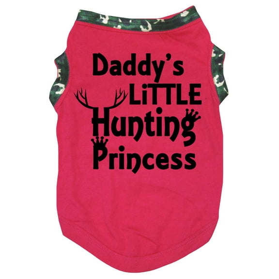 Petitebelle Daddy's Little Hunting Princess Puppy Dog Shirt (Hot Pink, Small)