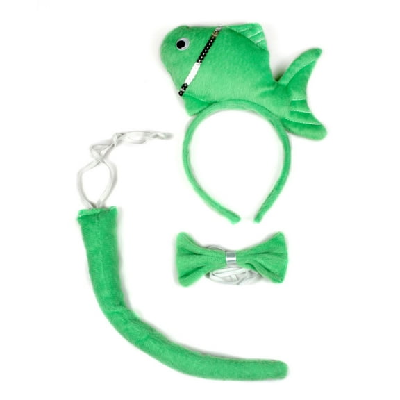 Petitebelle Fish Headband Bowtie Tail 3pc Costume (Green, One Size)