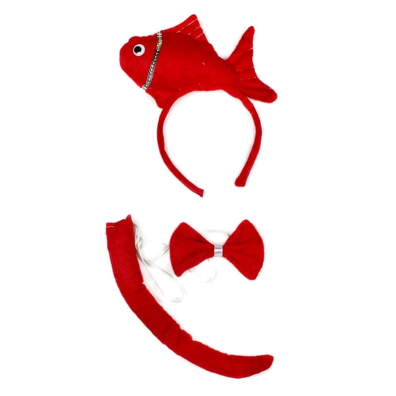 Petitebelle Fish Headband Bowtie Tail 3pc Costume (Red, One Size)