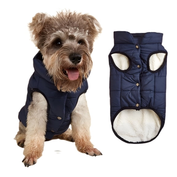 Petitebelle Fleece Lined Puppy Dog Coat (Blue, Small)