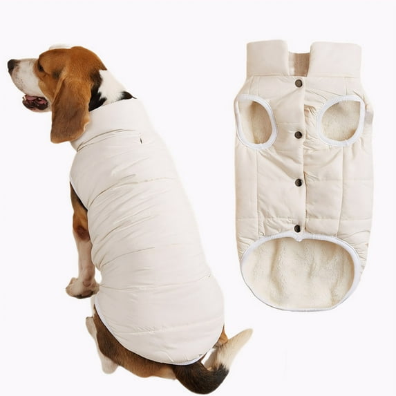Petitebelle Fleece Lined Puppy Dog Coat (White, X-Small)