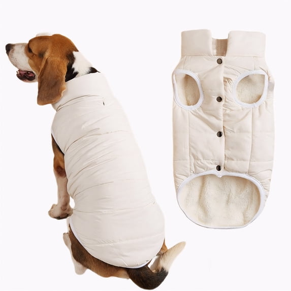 Petitebelle Fleece Lined Puppy Dog Coat (White, XX-Large)