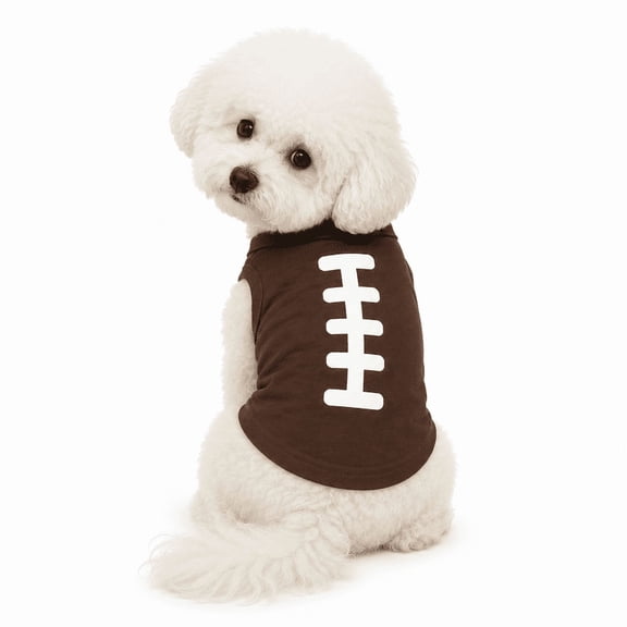 Petitebelle Football Rugby Print Puppy Dog Shirt (Brown, Medium)