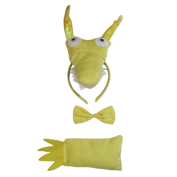 Petitebelle Gold Dragon Headband Bowtie Tail 3pc Costume (Gold, One Size)