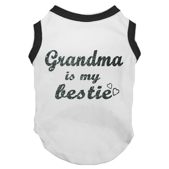Petitebelle Grandma is My Bestie Puppy Dog Shirt (White/Black, X-Large)