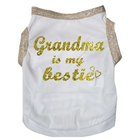 Petitebelle Grandma is My Bestie Puppy Dog Shirt (White, Medium)