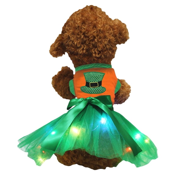 Petitebelle Green High Hat Puppy Dog Dress (Orange/Green LED, XXX-Large)