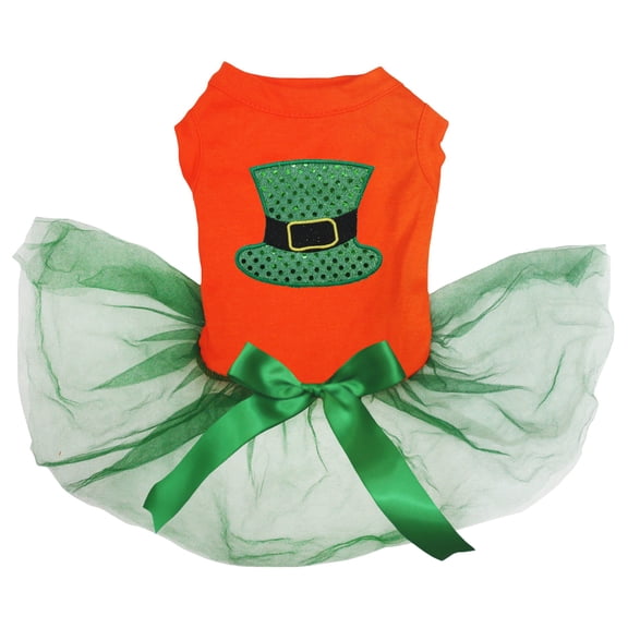 Petitebelle Green High Hat Puppy Dog Dress (Orange/Green, XXX-Large)