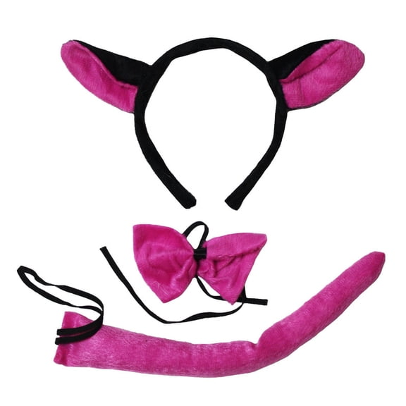Petitebelle Hot Pink Wolf Headband Bowtie Tail 3pc Costume (Hot Pink, One Size)