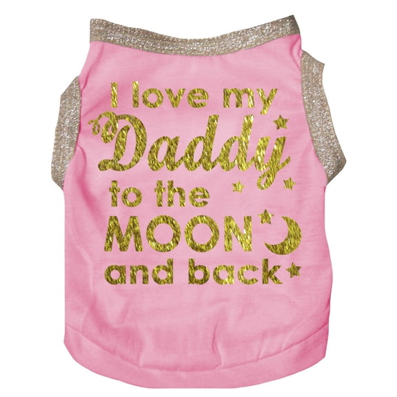 Petitebelle I Love My Daddy to The Moon Puppy Dog Shirt (Pink, X-Small)