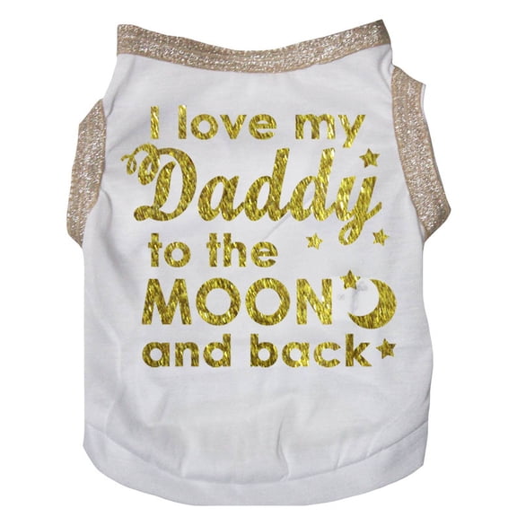 Petitebelle I Love My Daddy to The Moon Puppy Dog Shirt (White, X-Small)