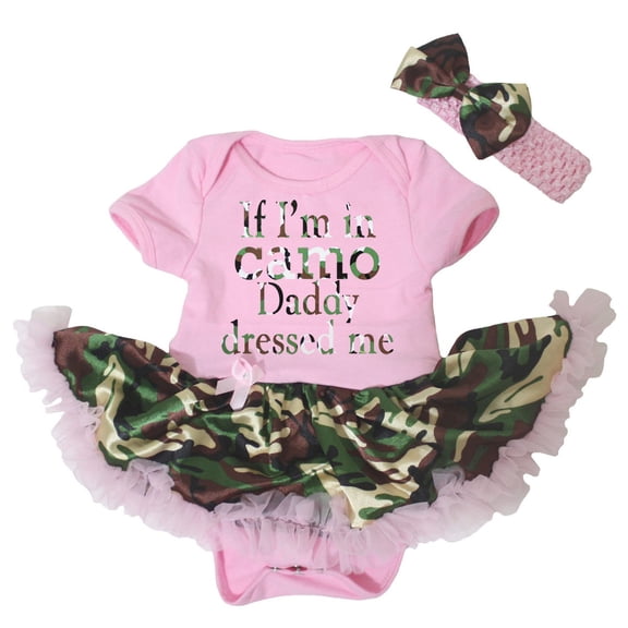 Petitebelle If I'm in Camo Daddy Dressed Me Baby Dress Nb-18m (Pink, 0-3 Months)
