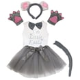 thumbnail image 1 of Petitebelle Koala Headband Bowtie Tail Gloves Tutu Shirt 6pc Costume (Gray, 6-8 Years), 1 of 1