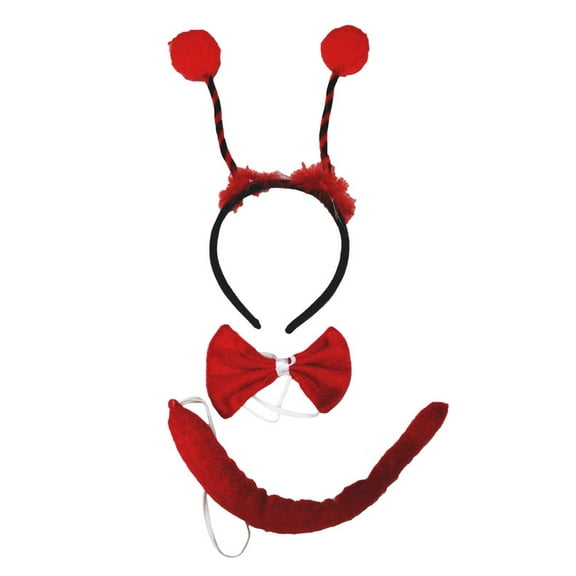 Petitebelle Ladybug Headband Bowtie Tail 3pc Costume (Red, One Size)