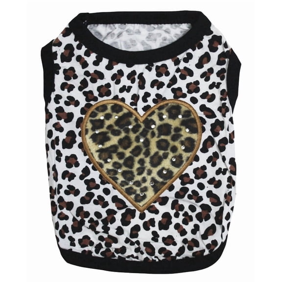 Petitebelle Leopard Heart Puppy Dog Shirt (Leopard, Medium)