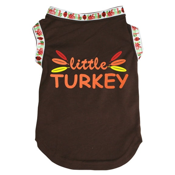 Petitebelle Little Turkey Feathers Puppy Dog Shirt (Brown/Gobble, X-Large)