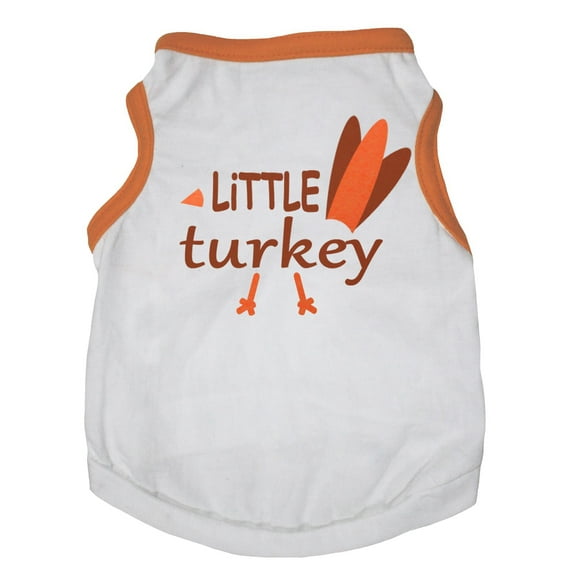 Petitebelle Little Turkey Tail Puppy Dog Shirt (White/Orange, Medium)