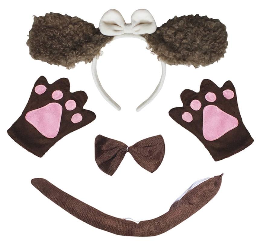 Petitebella Dog Costume Set For Kids - Headband With Ears, Bowtie, Tail & Gloves, Ages 1-10 Years - View #7