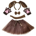 thumbnail image 1 of Petitebelle Long Ear Dog Headband Bowtie Tail Gloves Tutu 5pc Costume (Brown, 1-5 Years), 1 of 1