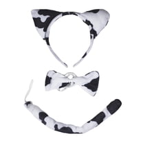 Petitebelle Milk Cow Headband Bowtie Tail 3pc Costume (White, One Size)