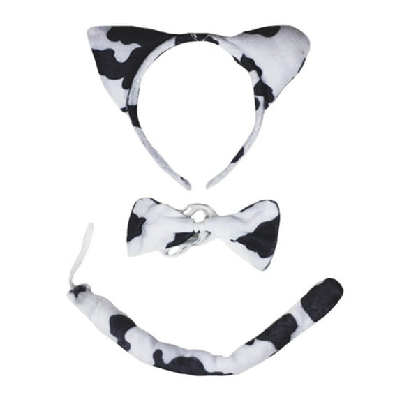 Petitebelle Milk Cow Headband Bowtie Tail 3pc Costume (White, One Size)