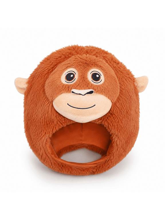 Petitebelle Monkey Hat Costume Headwear Plush Animal Party Outfits Warmth Soft Adjustable Accessories Adult (Chocolate Brown, Large)