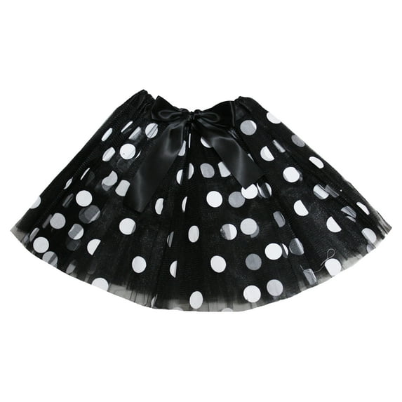Petitebelle Polka Dots Lady Tulle Tutu (Black, One Size)