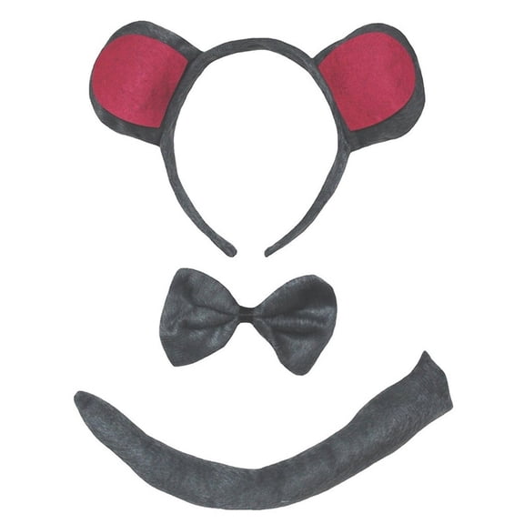 Petitebelle Raccoon Headband Bowtie Tail 3pc Costume (Gray, One Size)