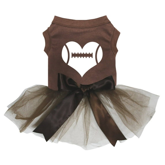 Petitebelle Rugby Heart Puppy Dog Dress (Brown/Brown, XX-Large)